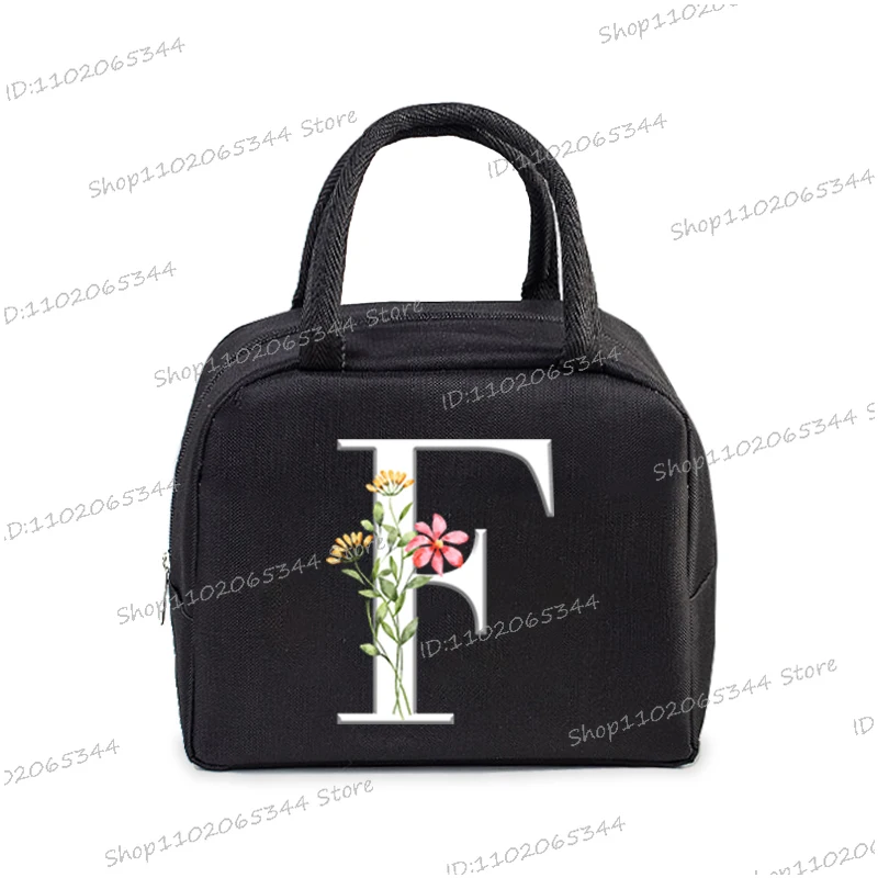 1Pc Portable Lunch Bag Wildflower Alphabet ABCD..Cooler Ice Pack Lunch Box Insulation Package Insulated Thermal Unisex Bag