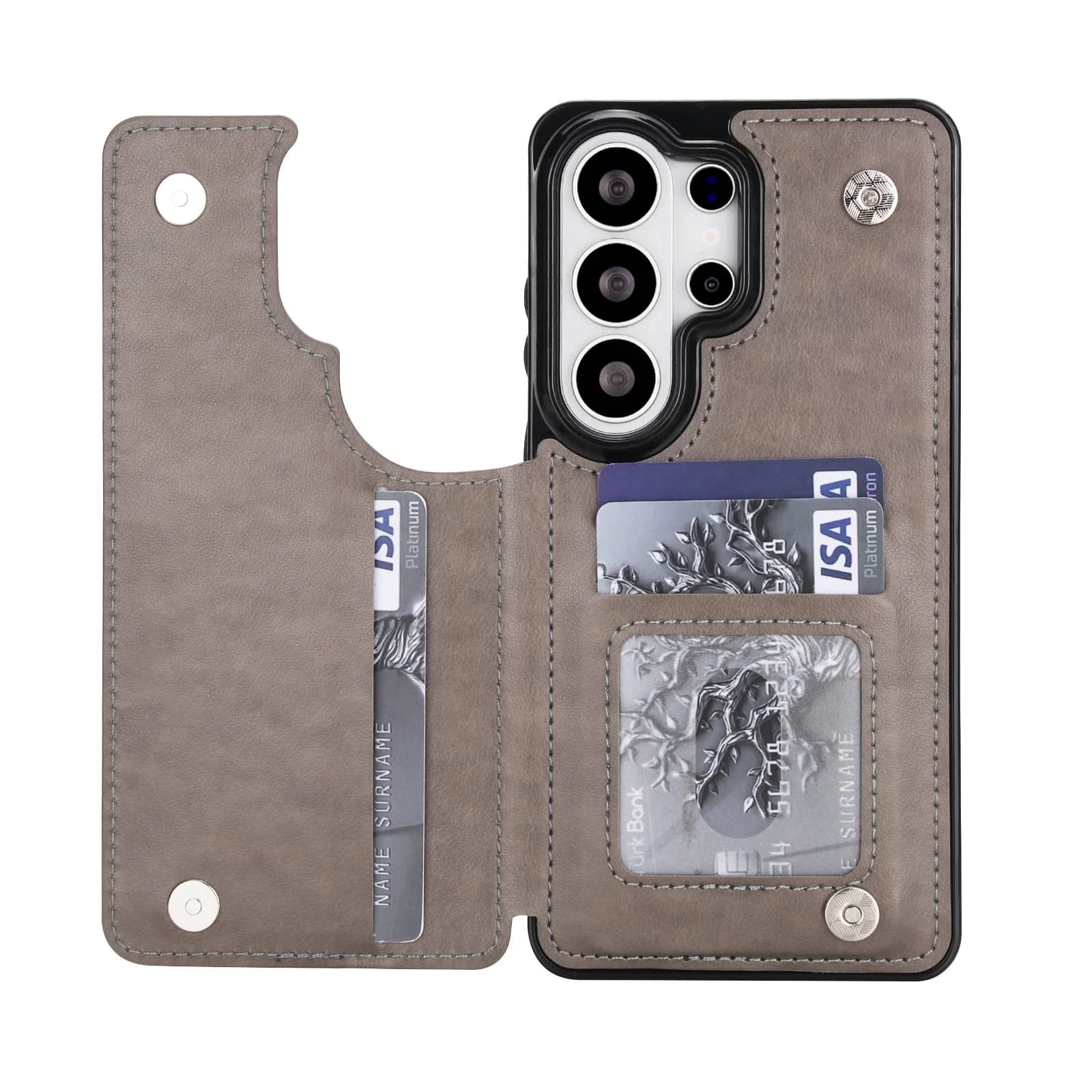 Floral Leather Wallet Phone Case with Stand and Card Holder, Double Magnetic Clasp