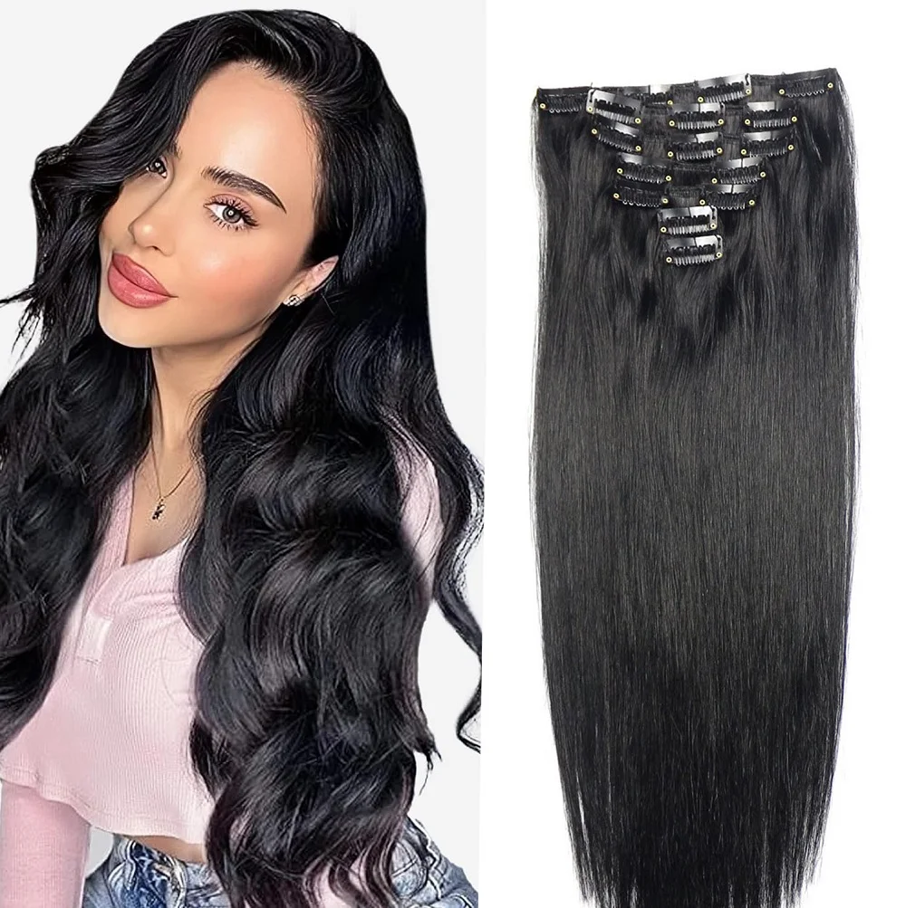 Chocola16"-24" Remy Hair 7pcs Set Clip in Human Hair Extensions 100g Brazilian Real Human Extensions