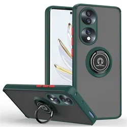 Enhanced Armor Matte Case with Magnetic Ring Holder and Stand - Shockproof, Matte Finish Protective Cover for Honor X7a (Dark Green)