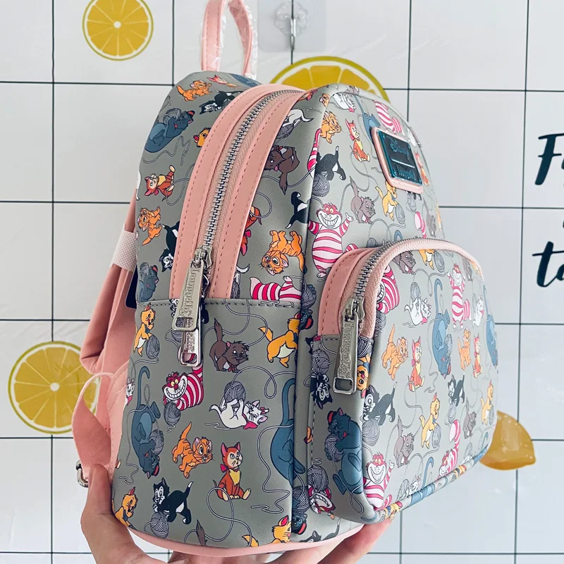 Disney-Mary Cat Bolsa de couro falso feminina, bolsa com alça dupla, estampa dos desenhos animados