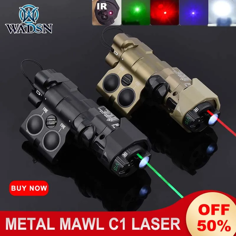 Wadsn MAWL C1 Metal Red Green Blue Laser Airsoft Tactical New Mawl-C1 IR Visible White LED Aiming Indicator Dual Pressure Switch airsoft rifle rat tail wire pressure switch base card slot flashlight laser indicator controller installation accessories