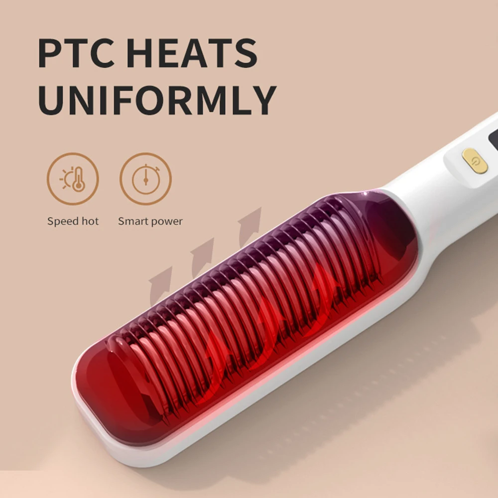 Hair Straightener Hair Straightener Brush Hair Straightener Comb New Comb Hair Straightener Brush PTC Fast Heating Anti-Scald Electric Curly and Straight Perfect for Professional Salon at Home