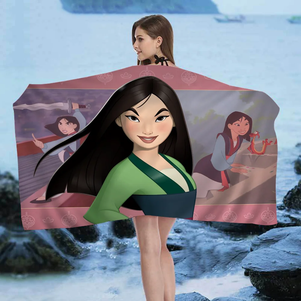 Princess M-mulan Beach Towel Cartoon Cute Summer Kids Large Bath Pool Beach Towel Microfiber Absorbent For Swimming Travel 3