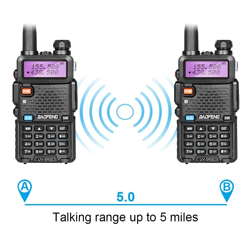 2pcs BAOFENG UV-5R 5W 8W High Power Dual Band Two Way Radio Long Range Handheld Portable Walkies Talkies For Hunting 5