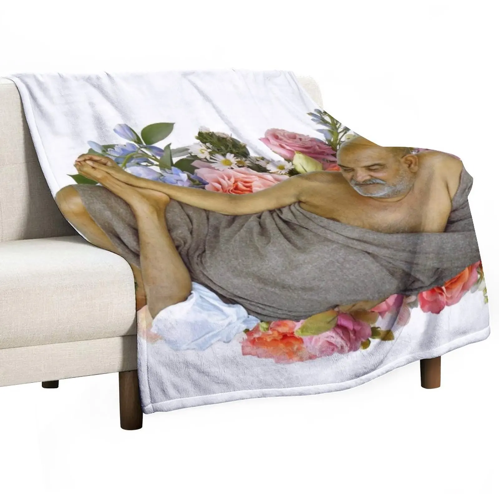 

Neem Karoli Baba Throw Blanket Hairy Blankets Fluffy Blankets Large Comforter Blanket