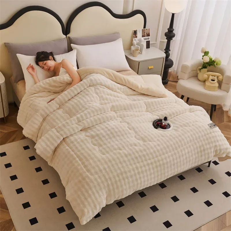 2024 new class A rabbit velvet thick blanket thickened winter quilt core milk velvet winter quilt student dormitory warm 5