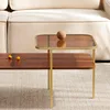 Modern Glass and Wood Coffee Table for Living Room, Mid-Century Brown Glass Coffee Table, Double Layer Center Table. 6
