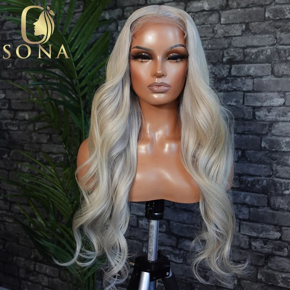 13X4 Platinum Ash Blonde Lace Front Wig Transparent Colored Human Hair  613 Lace Frontal Wig for Women 30 Inch Honey Blonde 13X6