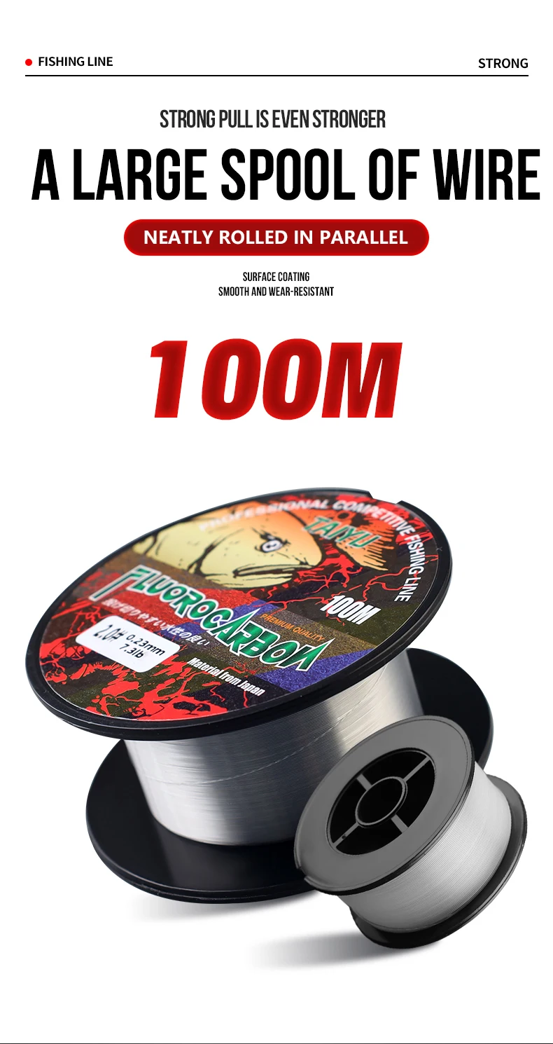 TAIYU 200 m Fluorkohlenstoff-Angelschnur, hochwertige Materialien, importiert aus Japan, standardmäßige, langlebige Vorfachdraht-Karpfen-Angelschnur – Detail 2