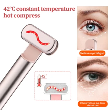 EMS Hot Compress Eye Massager Wand Smart Red LED Rejuvenation Eye Skin Tighten Anti Aging Eye Dark Circle Removal Beauty Machine 4