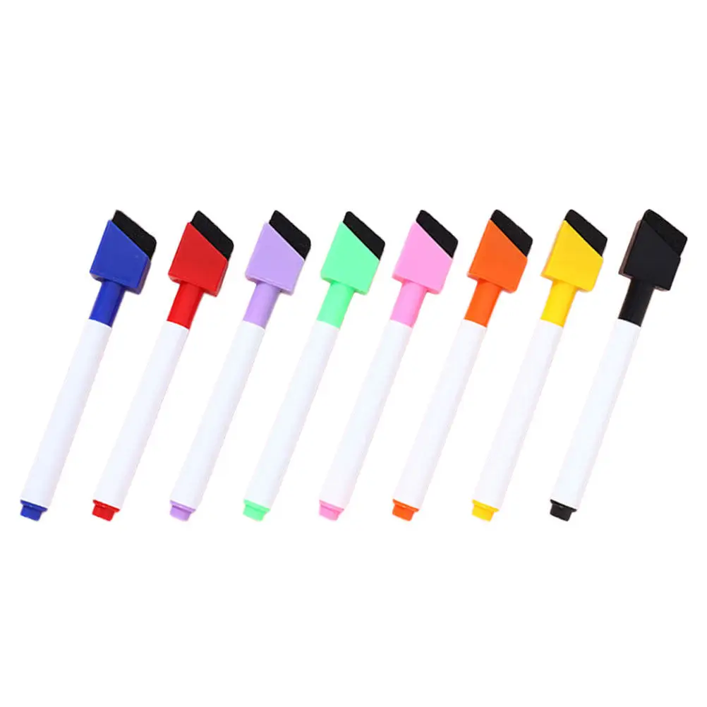 8Pcs 다채로운 화이트 보드 마커 지울 수있는 건식 지우개 펜 사무실 학교 드로잉 쓰기 용 경사 팁 건식 지우개 펜