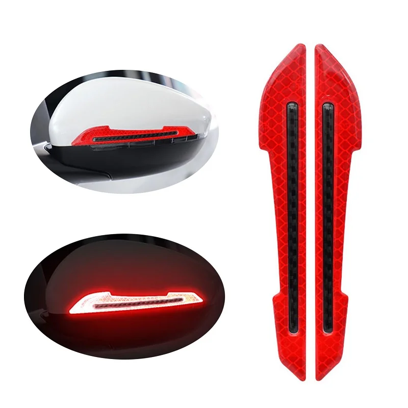 2PCS Car Side Mirror Anti-collision Reflective Sticker Car Door Night Warning Sticker Decorative Strip Reflector Car Accessories car window stickers Other Exterior Accessories