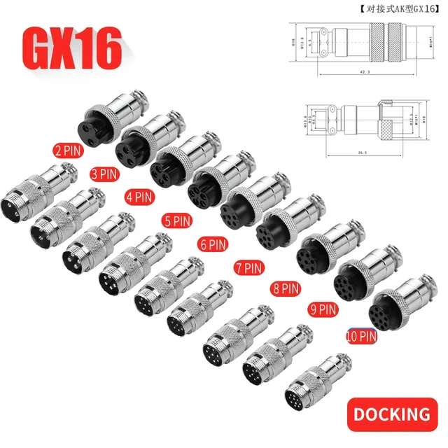 5/10/20Set GX12 GX16 GX20 2 3 4 5 6 7 8 9 10 12 14 15 Pin Male&Female Docking Aviator Aviation Plug Socket Circular Connector 7