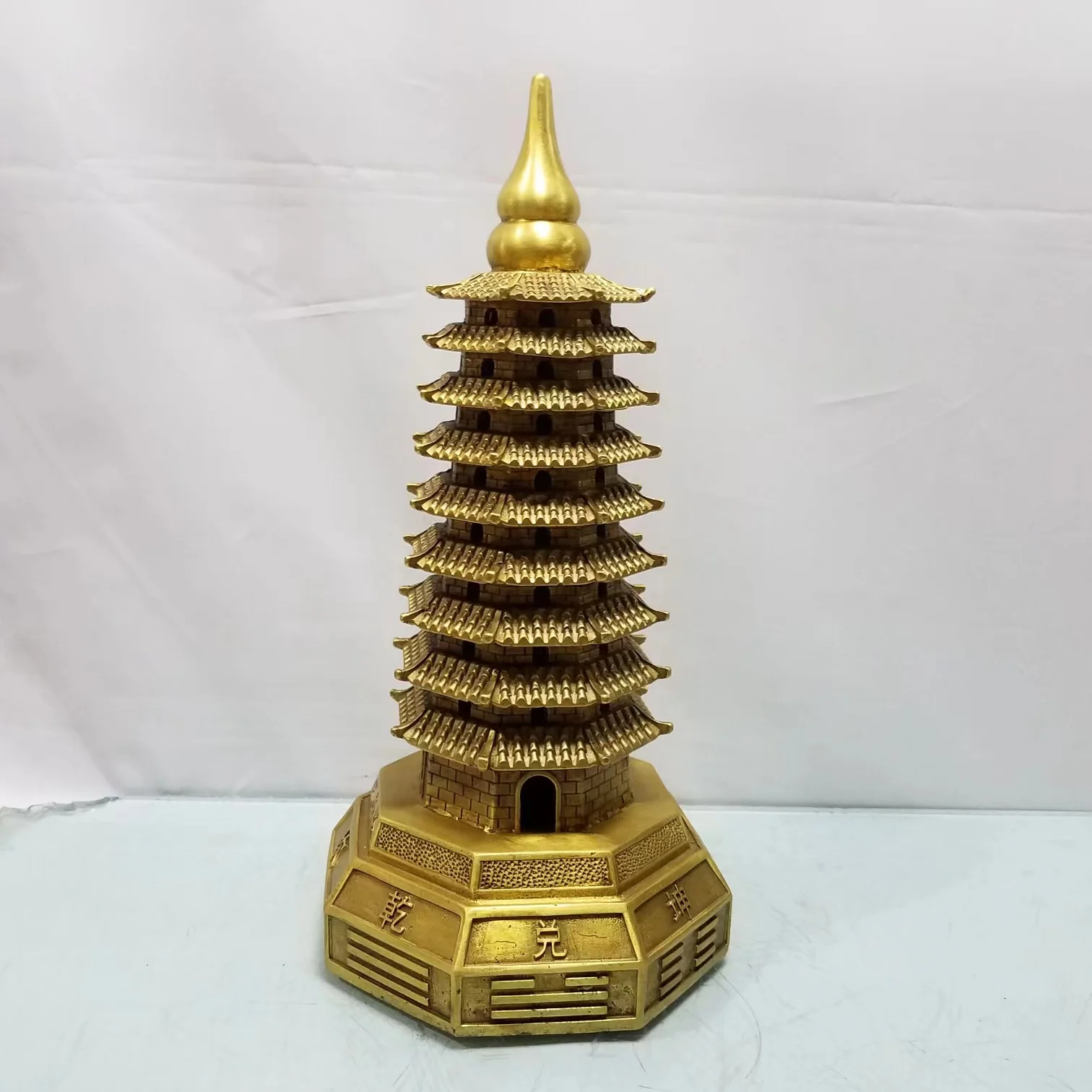 

Pure Copper Wenchang Tower Town House Feng Shui Decoration 13-Layer Office Desk Pagoda Crafts Decoration Pagoda