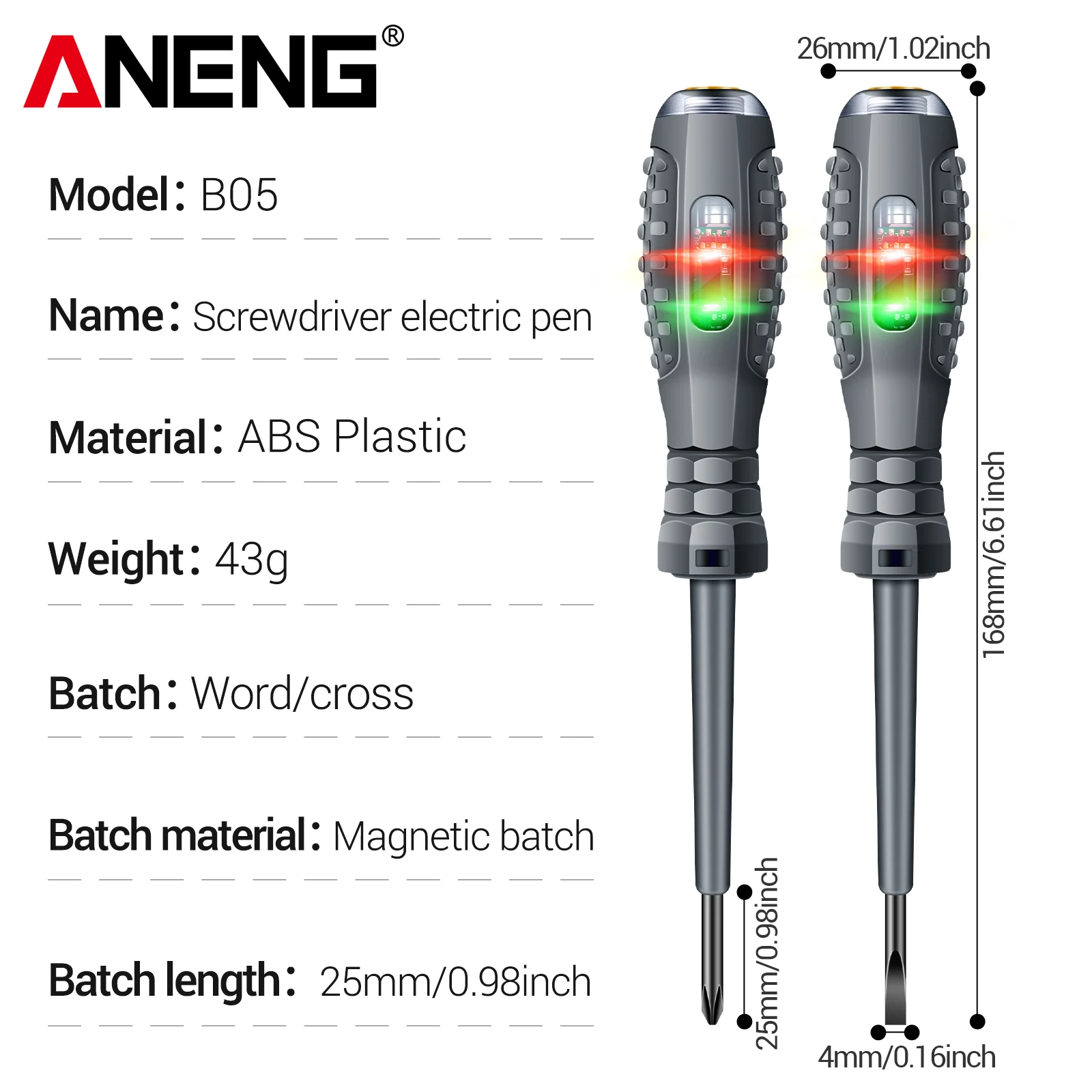 ANENG B05 2Pcs Word/Cross Screwdriver Electric Tester Pen Multi-functional House