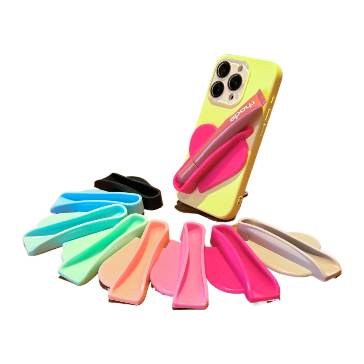 Versatile Self-Adhesive Silicone Lip Gloss Holder Phone Case