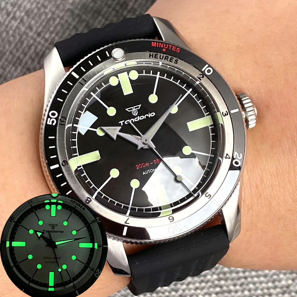 40mm 200M Waterproof Double Bow Sapphire Glass Diver Watch For Men Japan NH35 PT5000 Automatic Screw Down Crown Ceramic Bezel