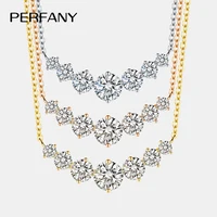 PERFANY All Moissanite Necklace for Women S925 Pure Silver Smile Sparkling Diamond Pendant Fashion Luxury Jewelry Party Gift