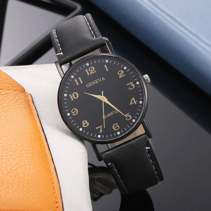 Fashion Luxury Watches for Men Top Brand Round Leather Strap Belt Quartz Watch Stainless Steel Dial Casual Bracele Watch Montre 4
