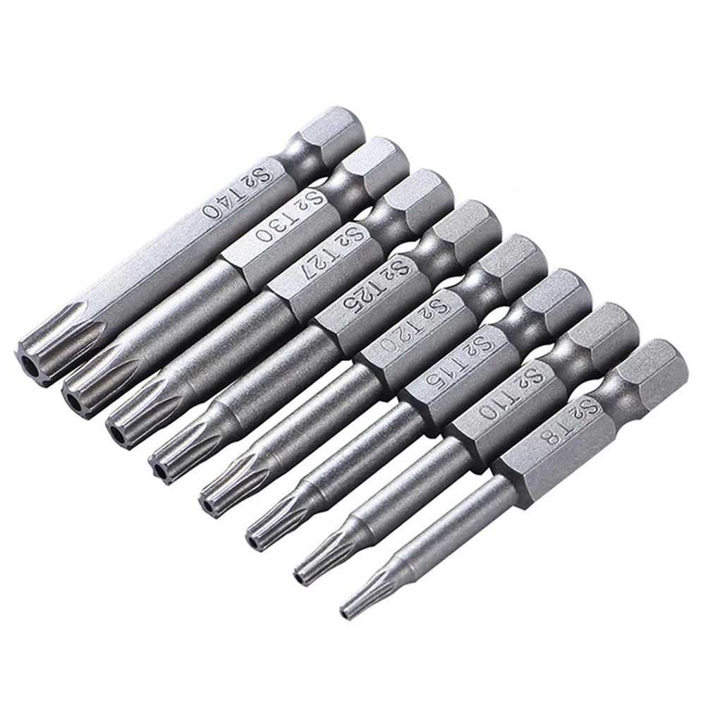 

8pcs 50mm Torx Screwdriver Bits T8-T40 1/4 Inch Hex Shank Electric Screw Driver Bit Set Hand Tools Hollow Screwdrivers