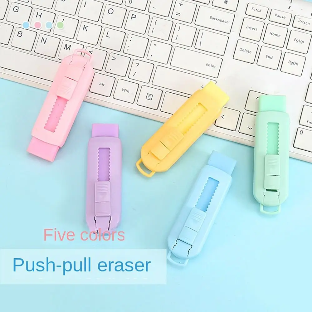 Professional Retractable Push Pull Eraser Self-locking School Supplies Stationery Macaron Color Pencil Erasers Drawing Painting