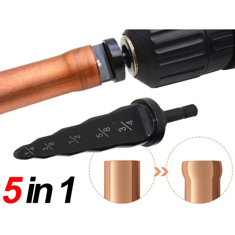 

B50 5 in 1 Pipe Expander Copper Tube Swaging Tool For Air Conditioner Refrigerator Flaring Takeover Tool Hex Shank Repair Kit