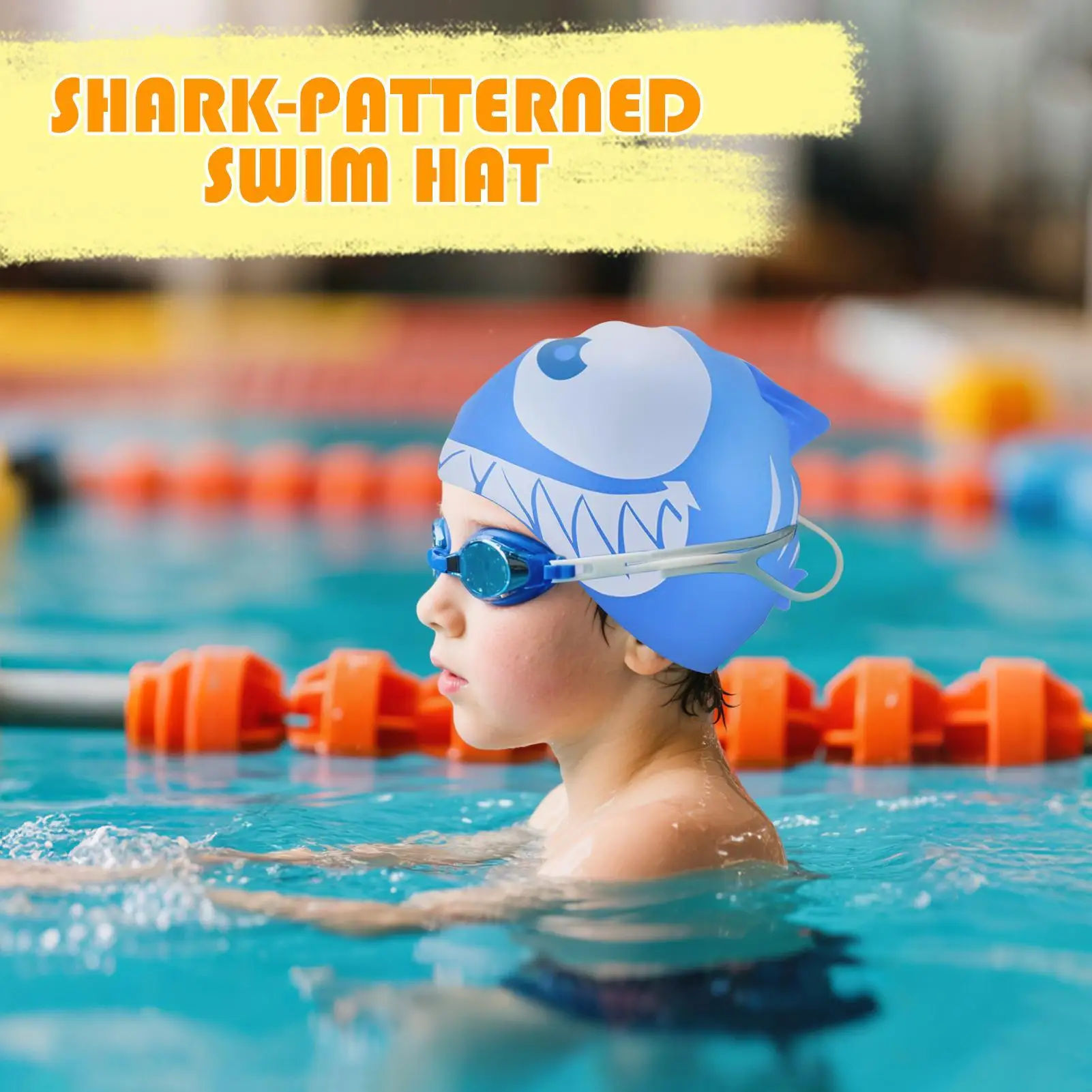 Swimming Caps Swim Hat Cartoon Fish Shark Silicone Waterproof Summer Pool Ear Protector For Girl Boy Baby Kids Children