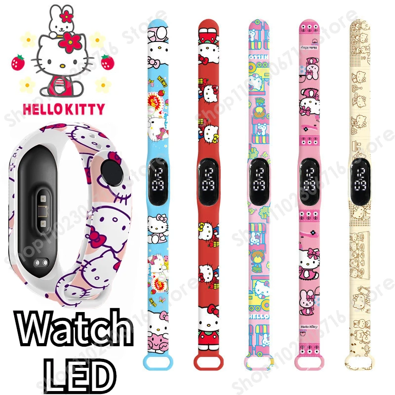 

Sanrio Electronic Watch Hello Kitty Melody Cinnamoroll Anime Picture Print Cute Wristband Bracelet Children's Toy Gift