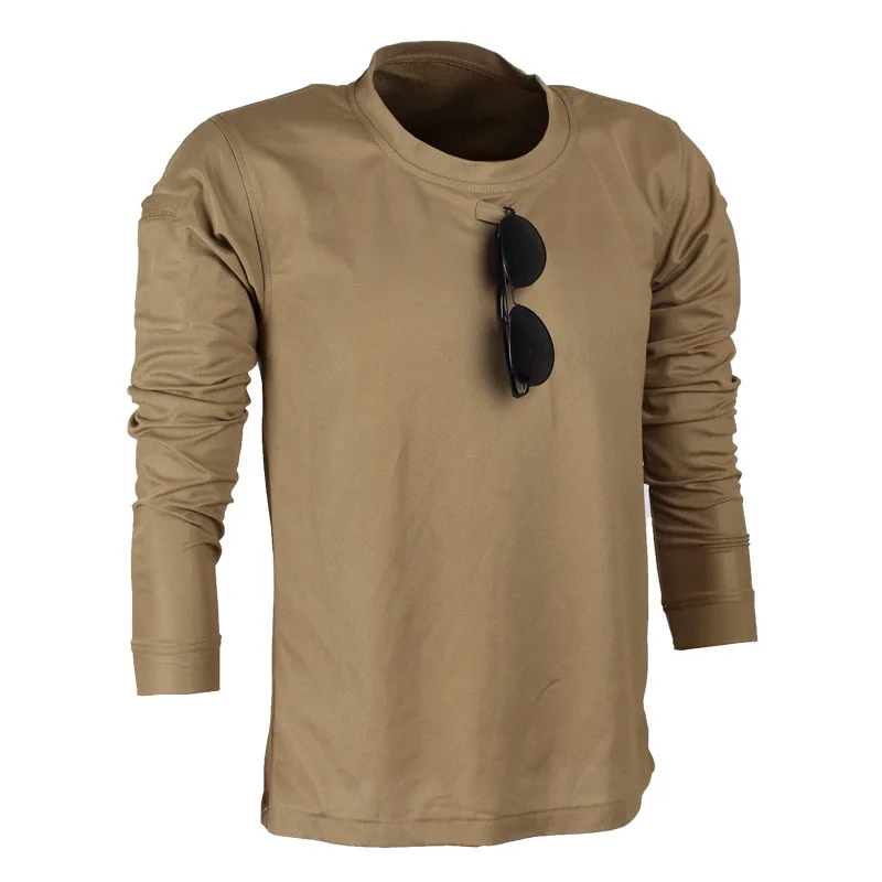 

Sportswear Casual T-shirt Men Loose Big Size Tactics Long Sleeved Elastic Sweat Absorption Outdoors Training T-shirt Tops New