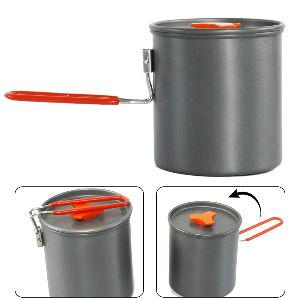 Camping Milk Pot Camping Cooking Pot 200g Weight 230g Gas Canister Storage Easy Storage Foldable Handle Hard Anodized Aluminum