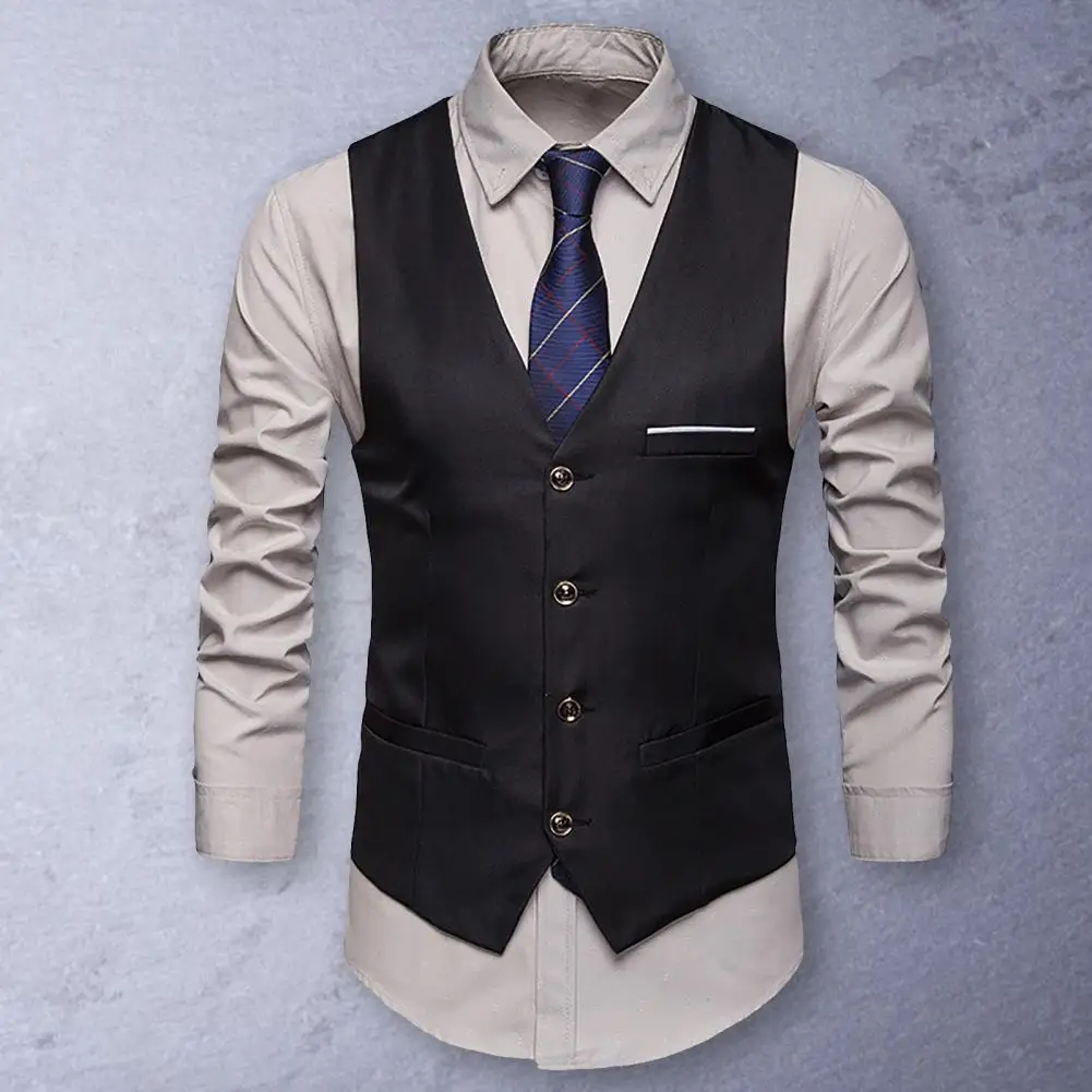 

Formal Suit Vest Classic Streetwear Male Pure Color Sleeveless Suit Vest