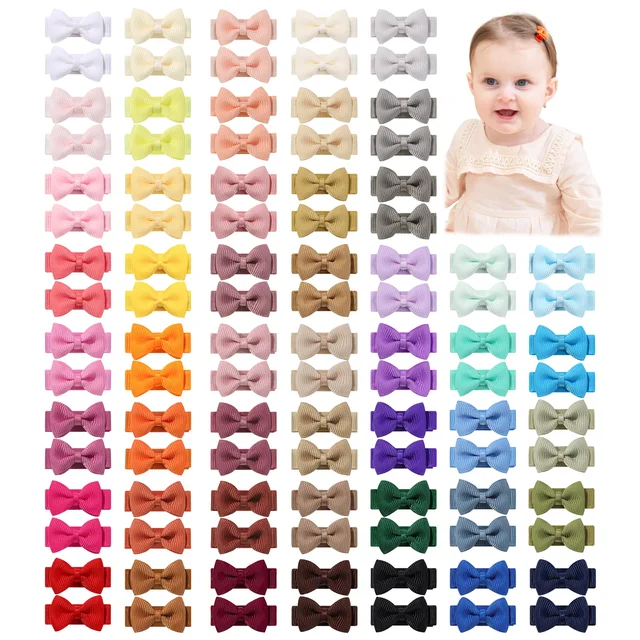 Bébé arcs 100 pièces 1.2 ''ruban cheveux arcs Clips pour bébé filles couleur bonbon nœud papillon épingles à cheveux chapeaux tout-petits cheveux accessoires 1