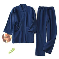 2026 Japanese Kimono Set 100%Cotton Pajamas Two-piece Couple Yukata Loose Men's And Women's Sweat Steaming Suit Home Service Set - Image 4