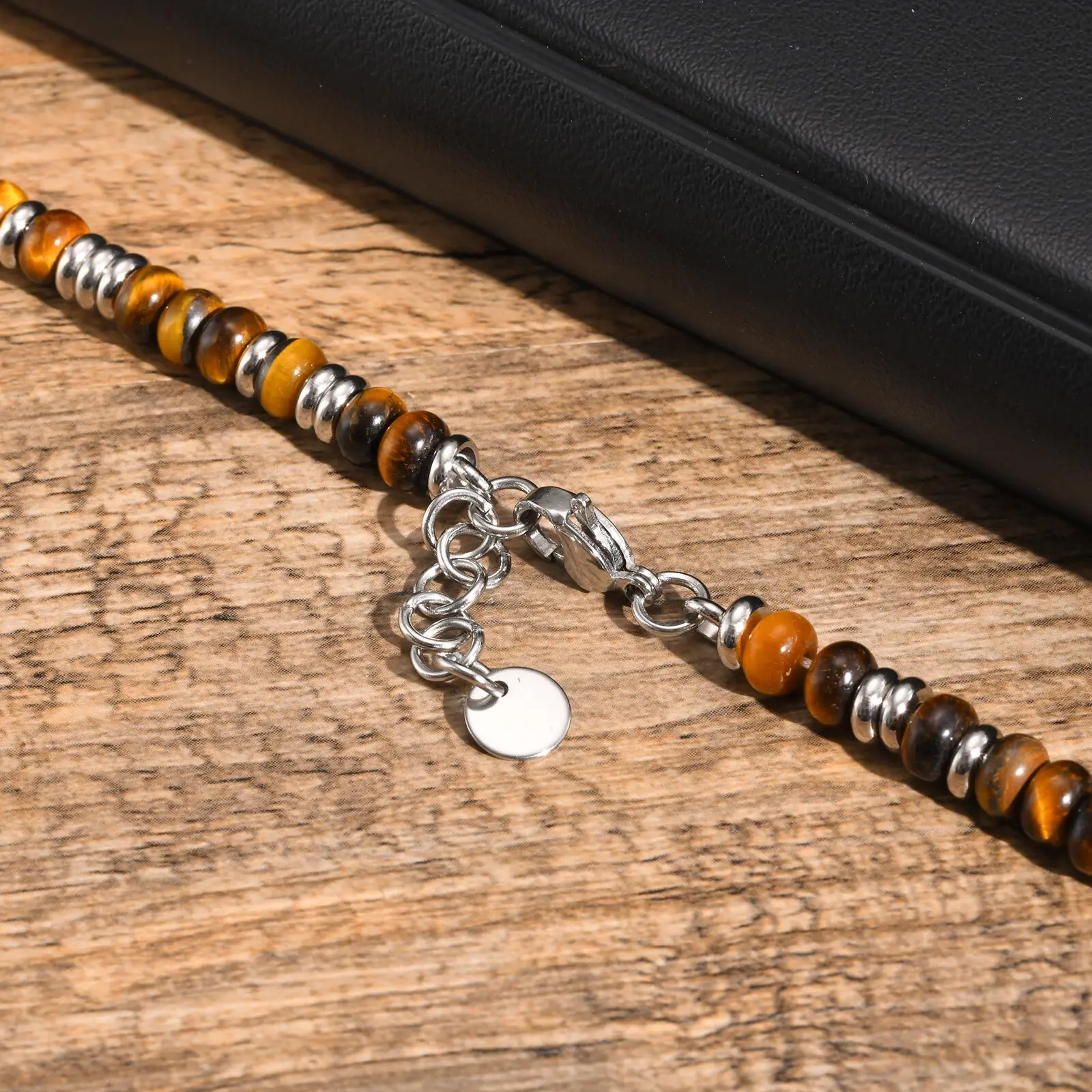 Metal Bead bracelets for Men Boys,Natural Beaded Stainless Steel Beaded Bracelets,Casual Jewelry Gifts