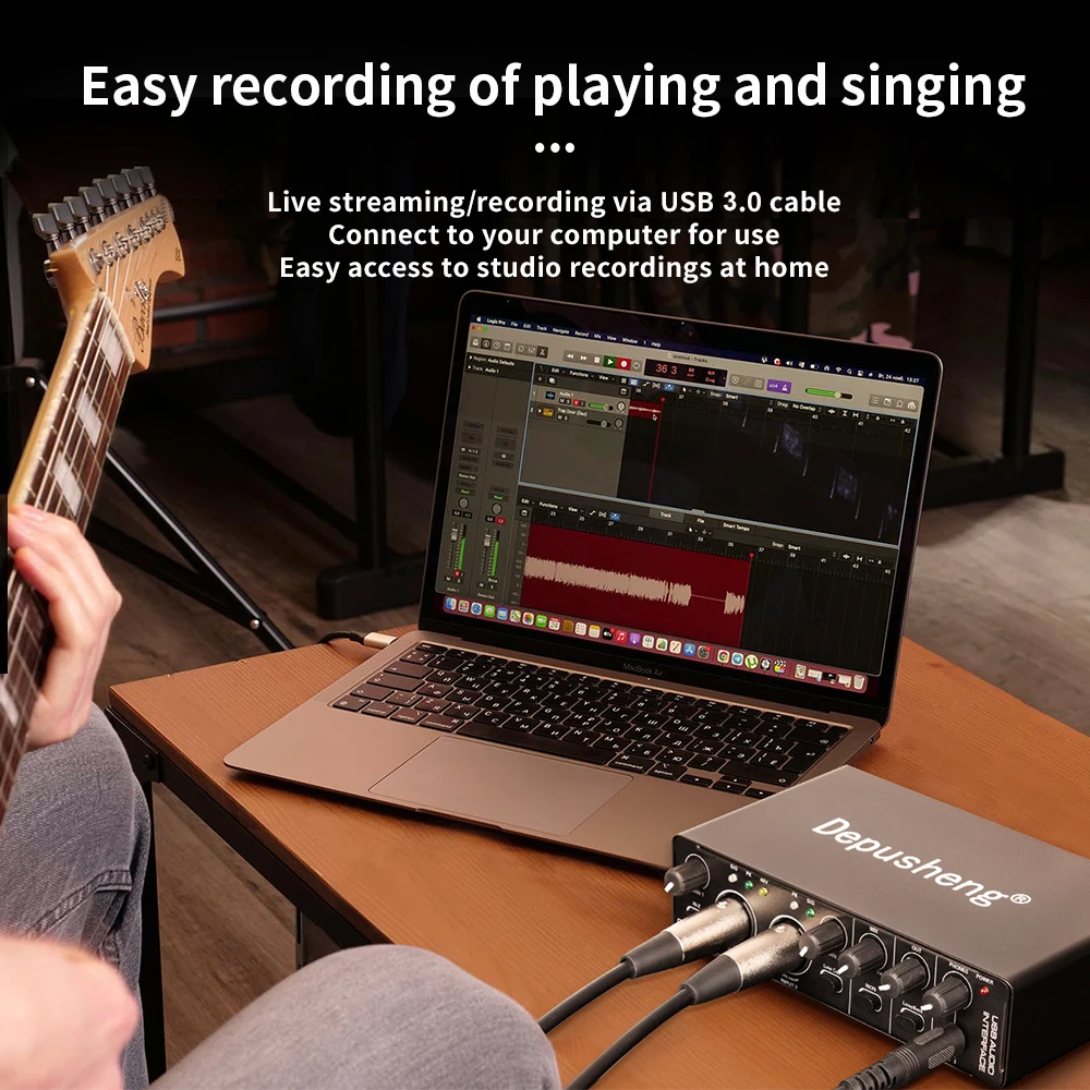 de som com monitoramento, guitarra elétrica, gravação