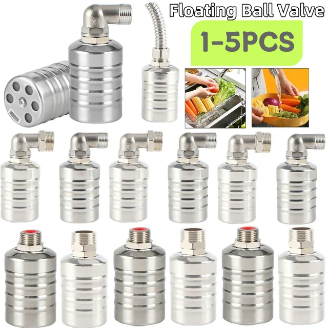 1-5PCS 304 สแตนเลสสตีลลอยวาล์วควบคุมระดับน้ําอัตโนมัติวาล์วลอยถังน้ํา Water Tower วาล์วปิด 1