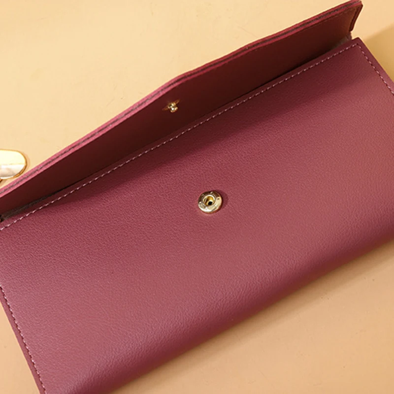 Fashion Women Wallets Zipper Purses Black Light Gray Red Long Section Clutch Wallet Soft PU Leather Money Bag 6