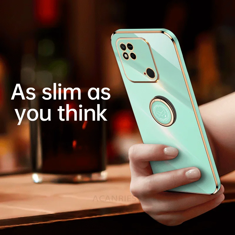 Luxury Silicone Plating Ring Holder Stand Case for Premium Protection, Redmi Series