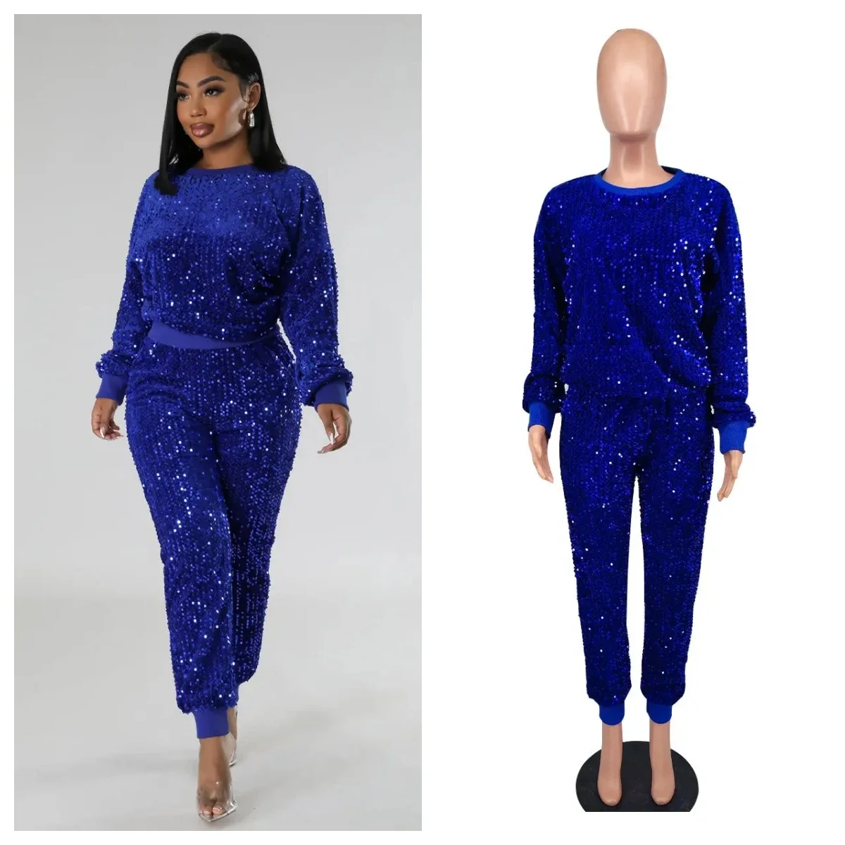 2023 Autumn Sequins Two Piece Set Women Tracksuits O-Neck Long Sleeve Sweatshirts Tops And Pants Christmas Party Suits Clubwear have yourself a harry little christmas sweatshirt harry little christmas hoodie women sweatshirts xmas gift aesthetic clothes