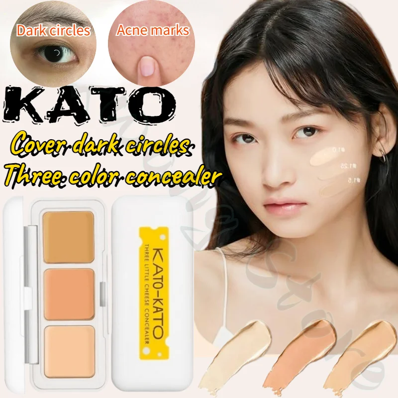 KATO Three-color Concealer Waterproof and Sweat-proof Concealer for Dark Circles and Acne Marks Long-lasting Concealer 2