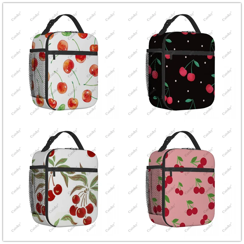 

cherry fruit Portable Aluminum Foil Thickened Insulated Insulated Lunch Bag Waterproof Insulated Lunch Tote Bag