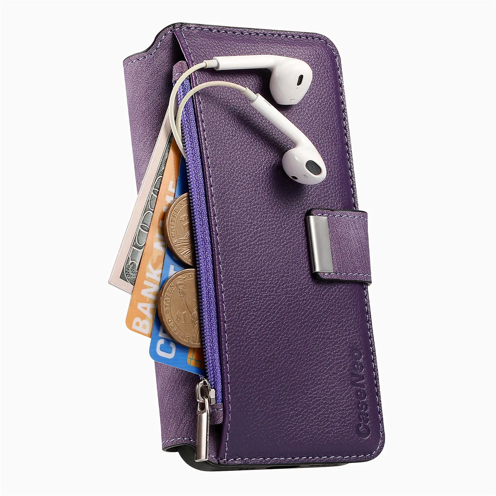 2-in-1 Detachable Leather Flip Case with Wireless Charging and Card Holder