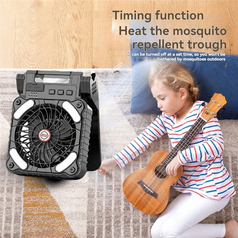 A01V-Multi-Functional Solar Powered Fan With Light For Camping - Portable Recharging Unit