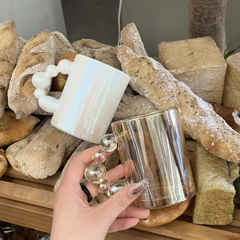 

Благородная стеклянная чашка, улучшенная кружка с цветной ручкой, кофейная чашка, чашка для молока, оригинальные чашки для завтрака, керамические кружки, бесплатная доставка, кружка для чая