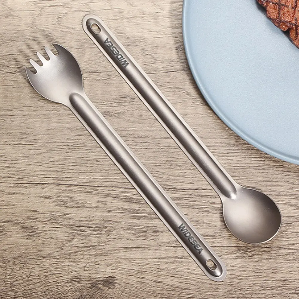 Camping Titanium Spork Spoon Outdoor Lightweight Fork Tableware Portable Picnic Hiking Travelling Ultralight Dinnerware camping cutlery