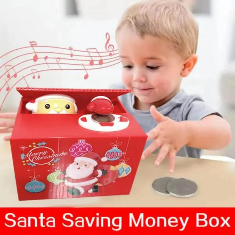 

Santa Saving Money Box Coin Savings Box ATM Bank Safe Santa Snowman Automatic Coin Stealing Children Christmas Gift