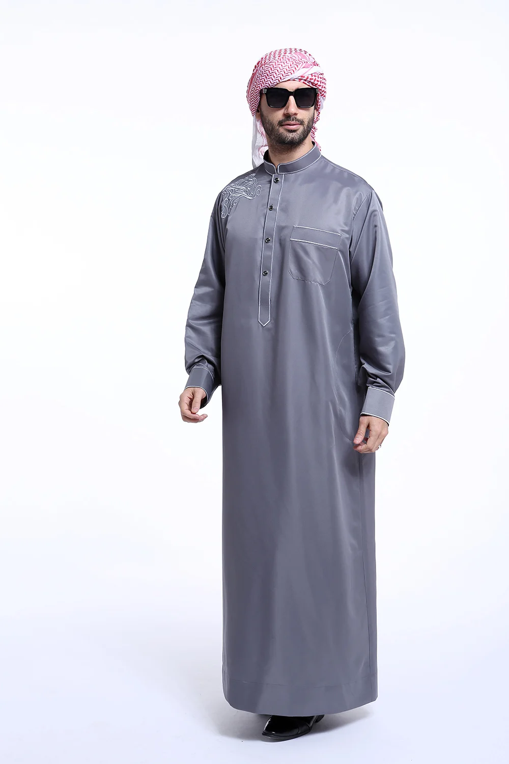 

Dubai Saudi Muslim Men Jubba Thobe Islam Clothing Ramadan Abaya Thawb Long Sleeve Robe Wear Musulmane Caftan Jubah Arabic Dress