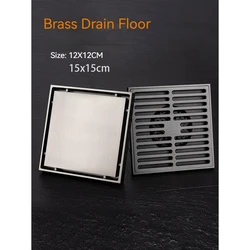 Brass Square Floor Drain, Size: 12CMX12CM; 15X15CM, could used in bathroom, terrace, outdoor and etc.