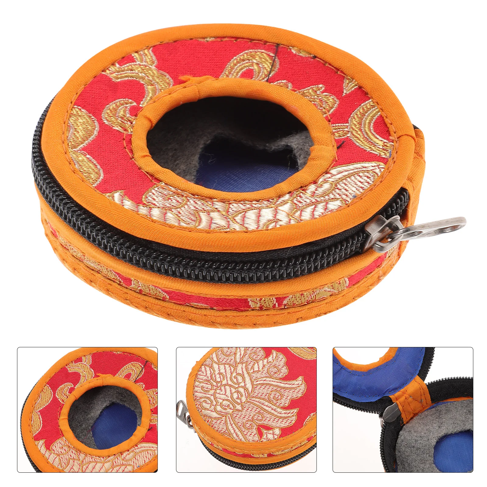 

Nepal Bell Case Temple Bag Ring Set Meditation Container Finger Cymbals Belly Storage